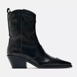 Black Cowboy Ankle Boot